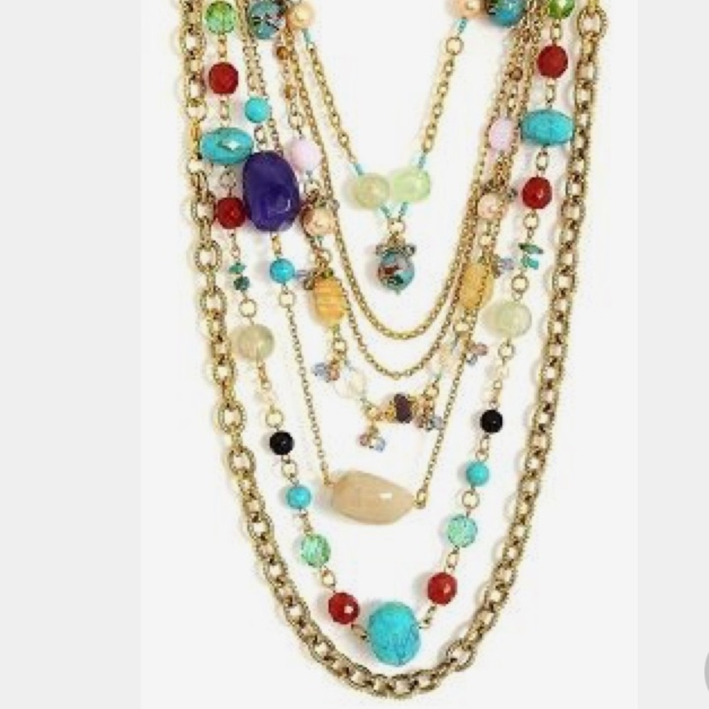New multi chain semi precious beaded necklace